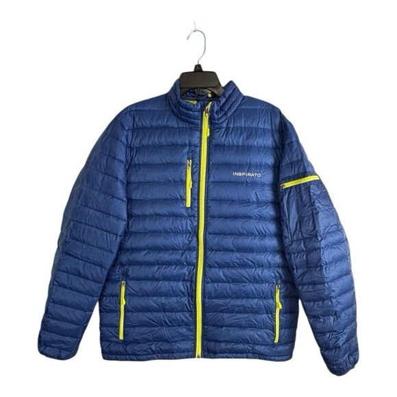 INSPIRATO Womens Blue Size XL Lightweight Down Puffer Jacket Full Zip Packable - Picture 1 of 9
